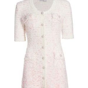 Self-Portrait Boucle Knit Minidress in White